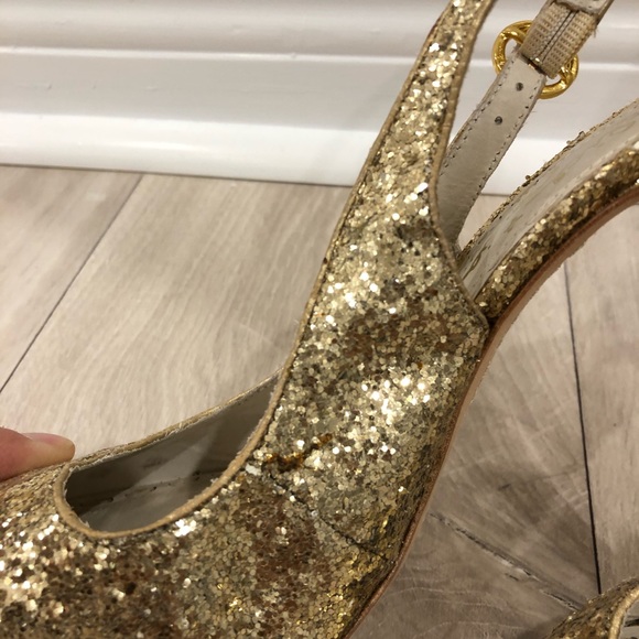 Alice + Olivia Darcy Gold Glitter Heels - Picture 7 of 9